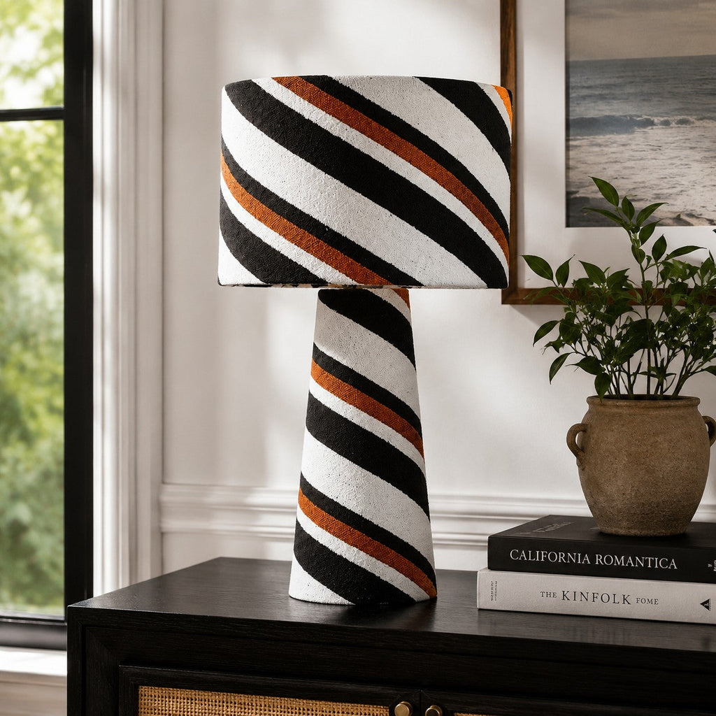 Striped Fabric Table Lamp | Souliia