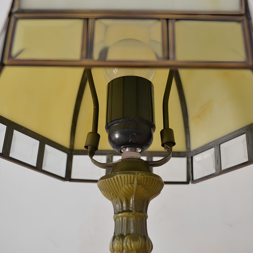 TF Tivanny Art Deco Stained Glass Table Lamp - Vintage Style for Bedroom or Living Room | Souliia