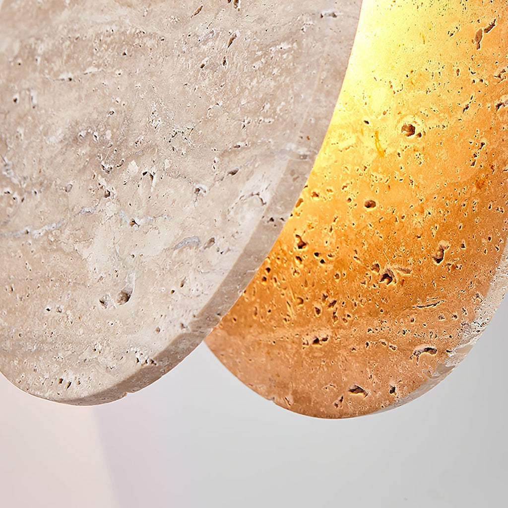 Stone Textured Disc Travertine Pendant Light M04 | Souliia