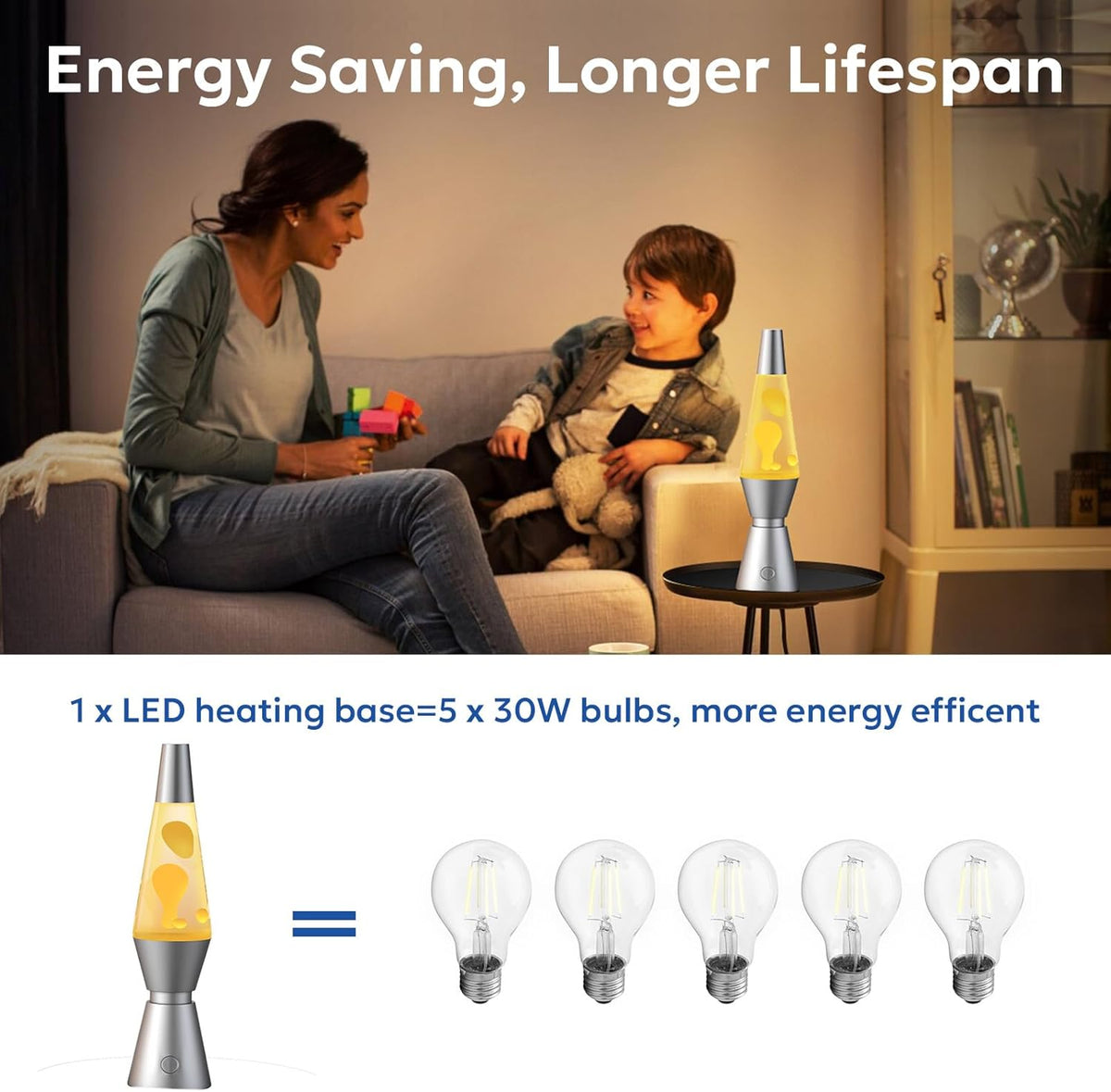 Lampă de lavă LED — lumină relaxantă cu schimbare lină a culorilor