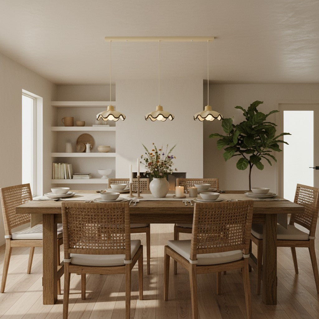 Resinova Wave-shaped Pendant Light - Modern Metallic Resin for Dining Rooms and kitchens | Souliia
