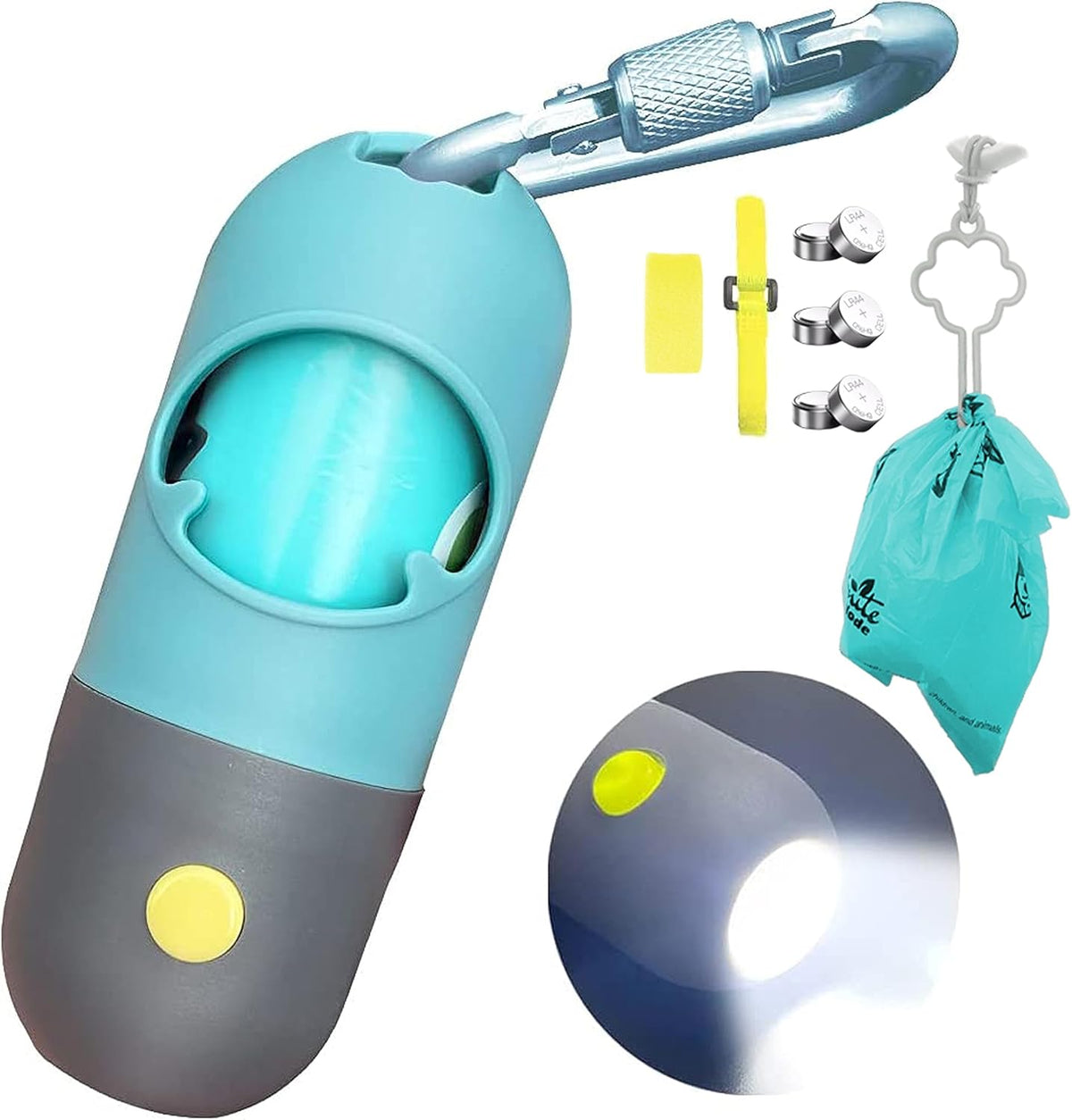 Porte-sacs à déjections éclairé par LED - Distributeur lumineux à bouton unique
