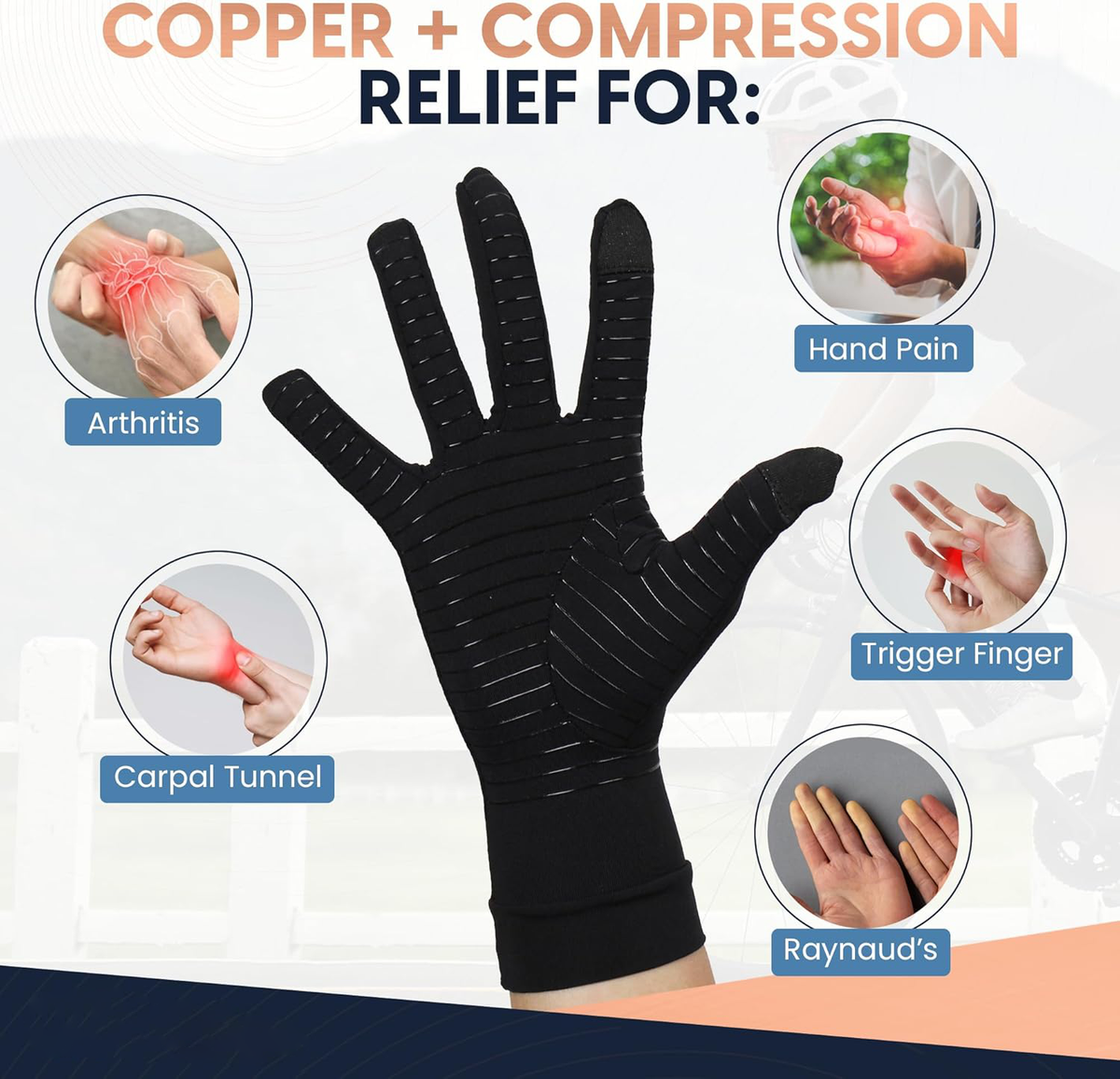 Gants de compression pour l’arthrite, le syndrome du canal carpien et les tendinites