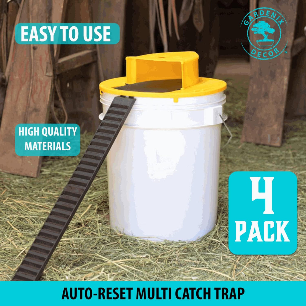 4-Pack 5-Gallon Bucket Lid Mouse Trap — Multi-Catch Design