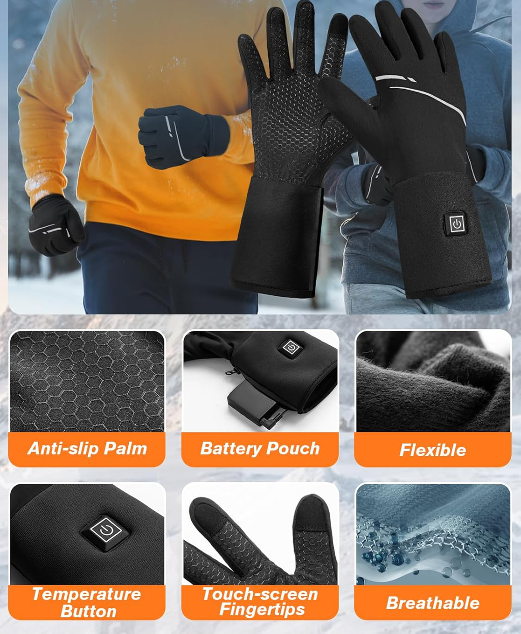 Thin Heated Glove Liners — Far-Infrared Hand Warmers