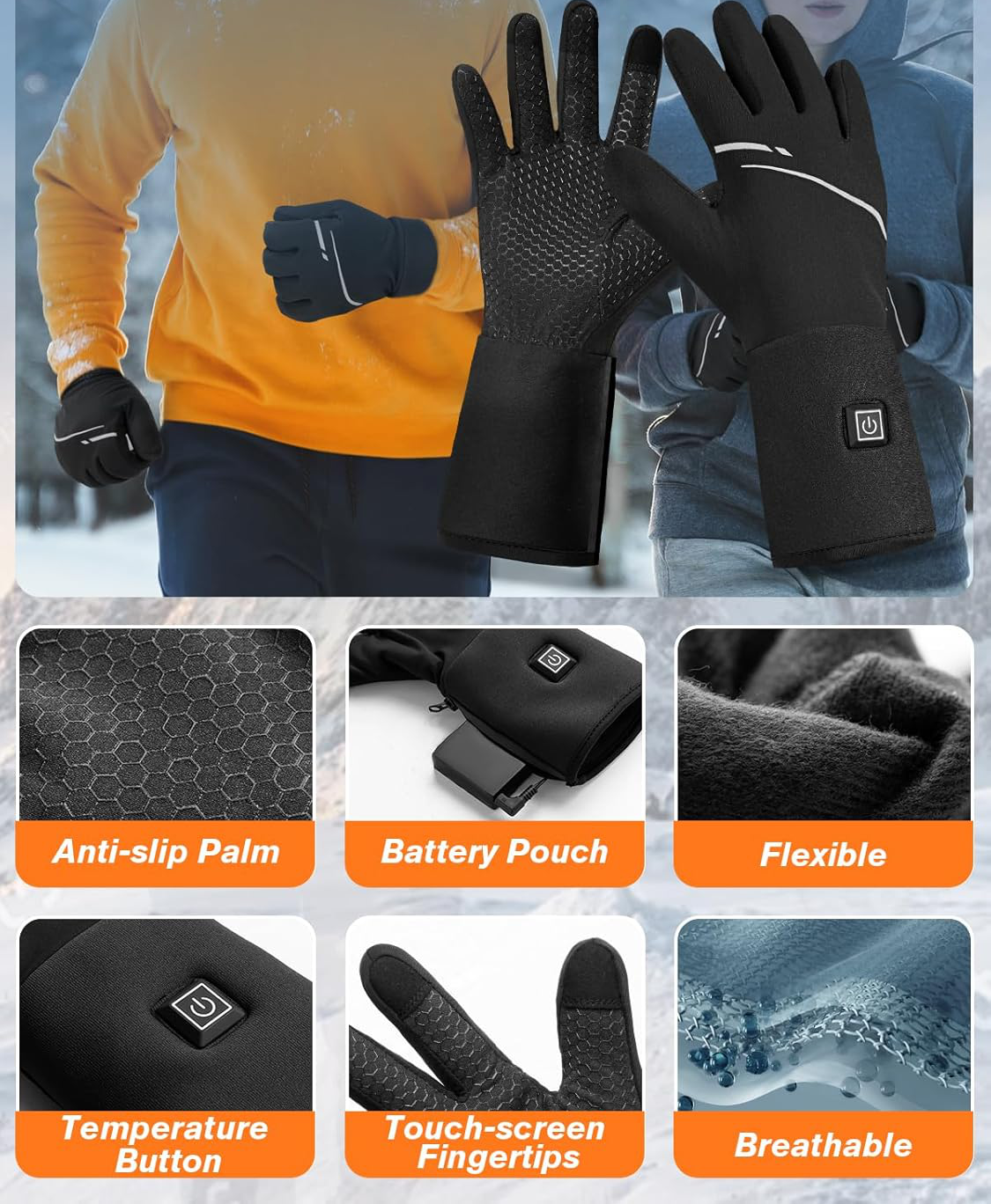 Thin Heated Glove Liners — Far-Infrared Hand Warmers