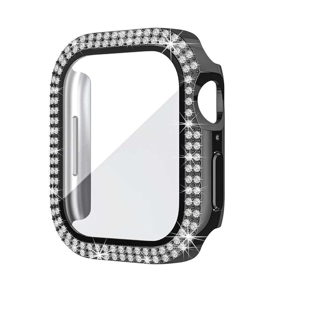 LumaGleam Apple Watch Case — Tempered Glass Cover, Rhinestone Trim