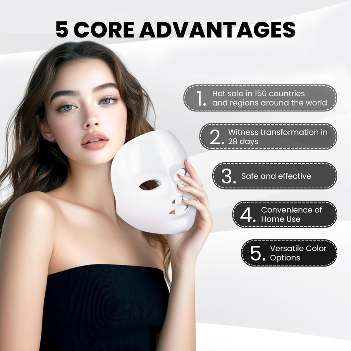 7-Color LED Red Light Facial Therapy Mask — Customizable Care