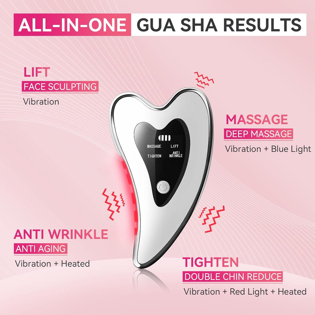 Gua-Sha-Gesichtsmassagegerät - Beheiztes vibrierendes Hautpflegegerät