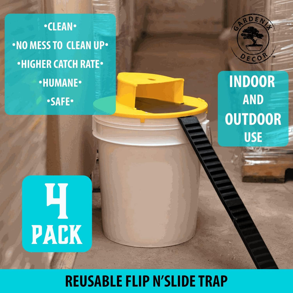 4-Pack 5-Gallon Bucket Lid Mouse Trap — Multi-Catch Design