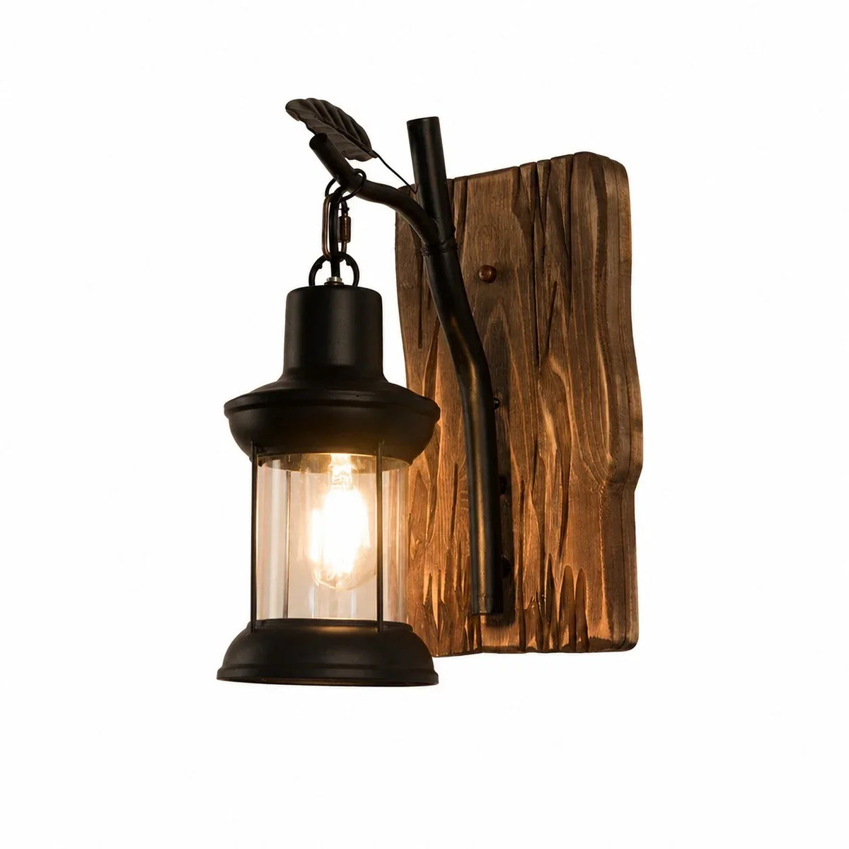 Rustic Ship Wood Industrial Wall Sconce Lamp | Souliia