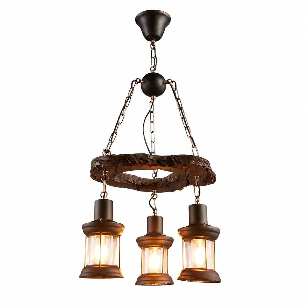 Rustic Industrial Solid Wood Pendant Light Collection | Souliia
