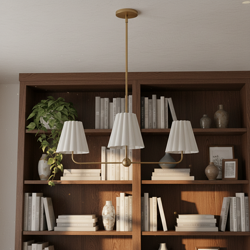 Ruffmeto Ruffled Shade Metal Frame Chandelier for Dining, Entry and Living Room | Souliia
