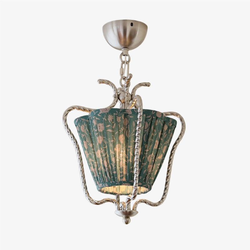 Solmire Floral Fabric Pendant Light - Pleated Cottage Ceiling Lamp for Dining Room or Kitchen Island | Souliia