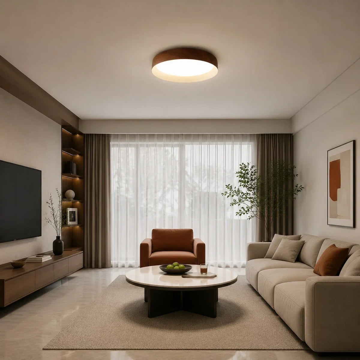 Plafoniera LED color legno in stile wabi-sabi | Souliia