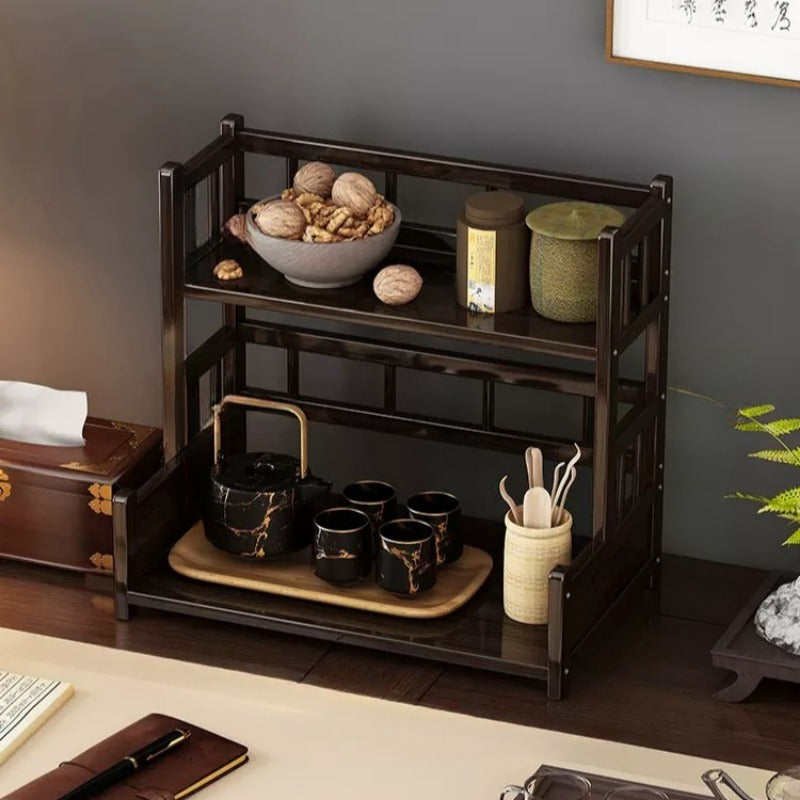 Woodhaven Freestanding Multi Tier Wooden Tea Station Organizer