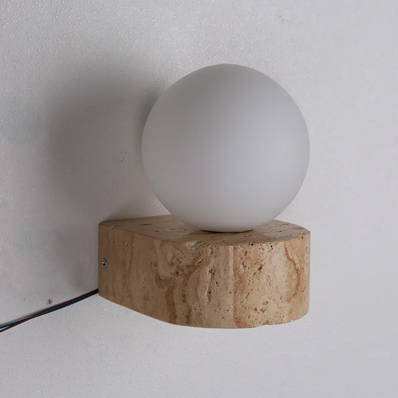 Travertine Hemisphere Wall Sconce | Souliia