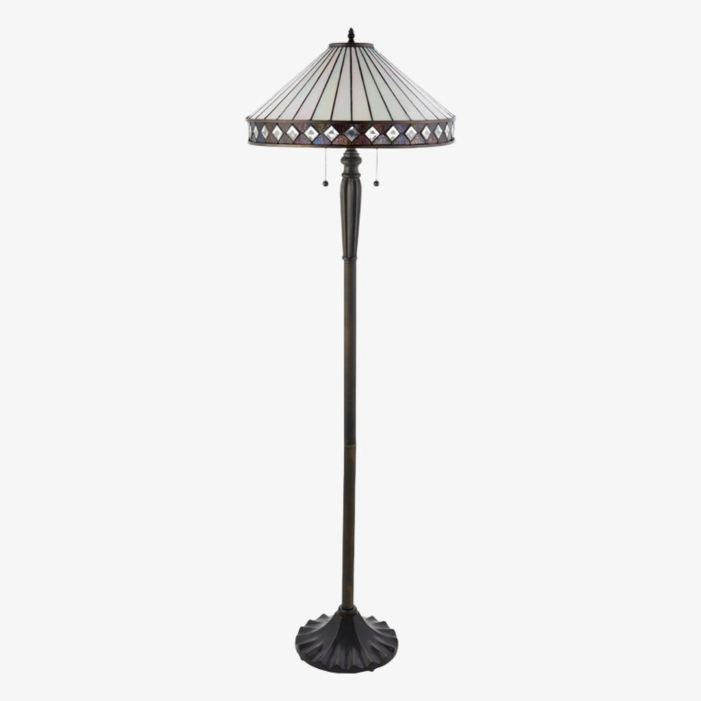 TiffStar Kunstglas Stehleuchte mit Ornamentmuster-Schirm – Stehlampe für Wohnzimmer | Souliia