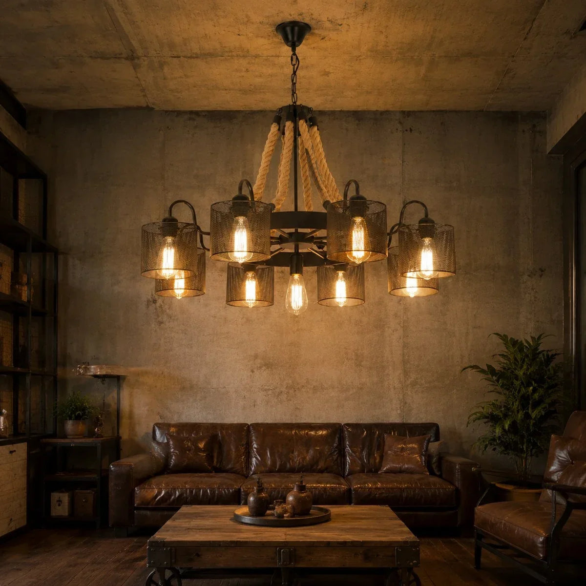 Rustic Farmhouse Rope Chandelier | Souliia