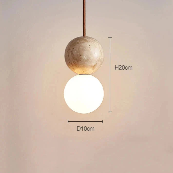 Travertin Stein Creme Retro Minimalistische LED Pendelleuchte | Souliia