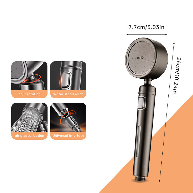 Steelrain Handheld Shower Head — Stainless Steel Construction, Powerful Spray Design