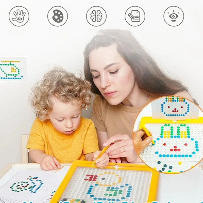 Planșă mare de desen Montessori cu puncte magnetice pentru copii, 12,5 inch