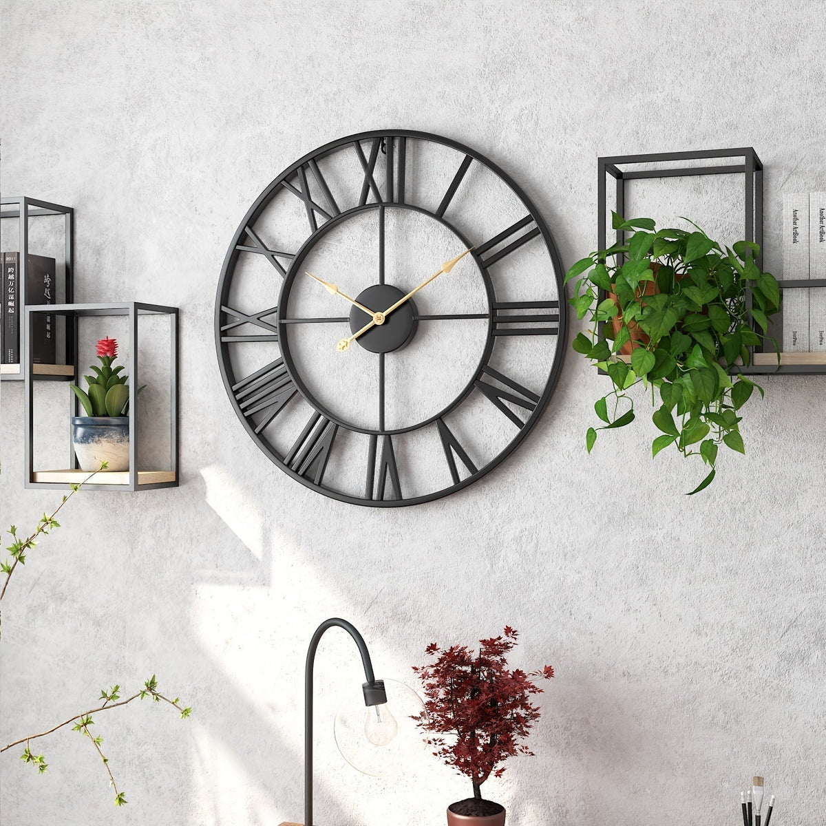 Serenetime Classic Round Wall Clock — Metal Frame, 30cm Diameter, Silent Sweep