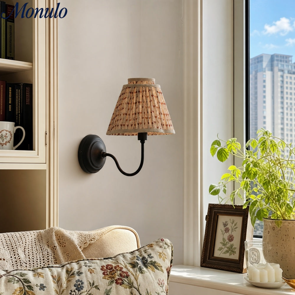 Solmire Contemporary Fabric Wall Sconce Fabric Metal Wall Light for Bedroom and Hallway Study Room | Souliia