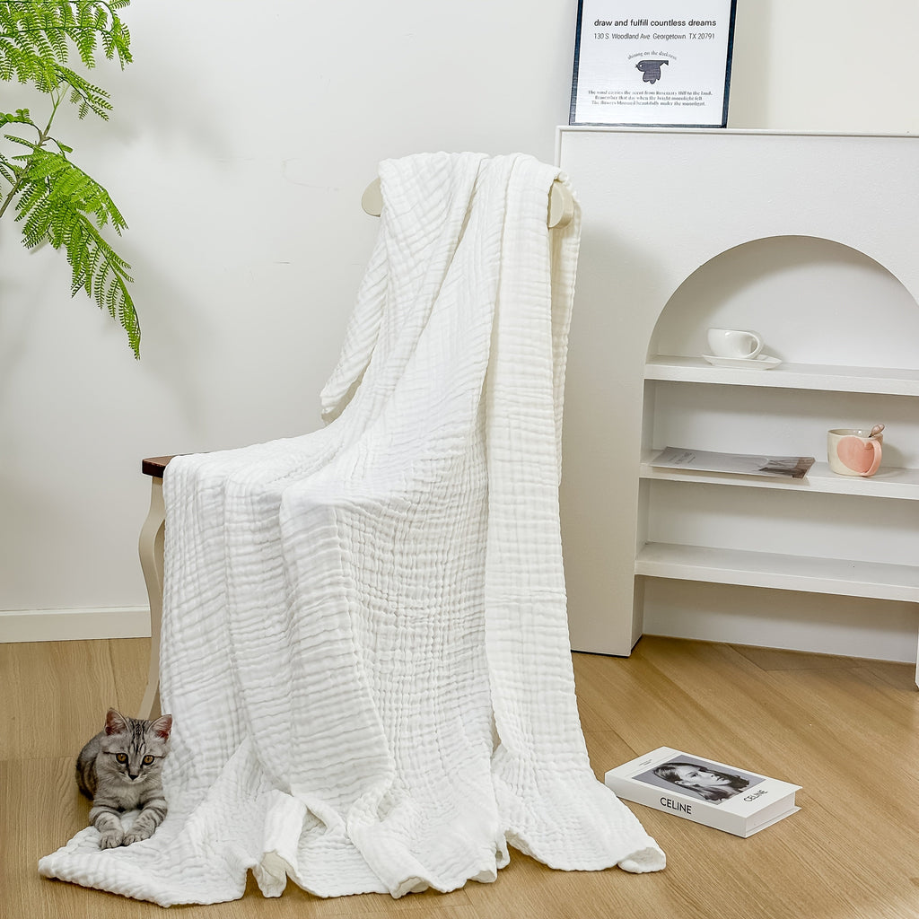 Cloudnest Six-Layer Cotton Gauze Blanket — Lightweight Breathable Weave