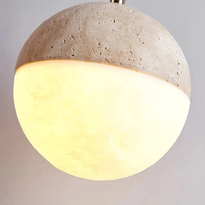 Travertine Ball Pendant Light | Souliia