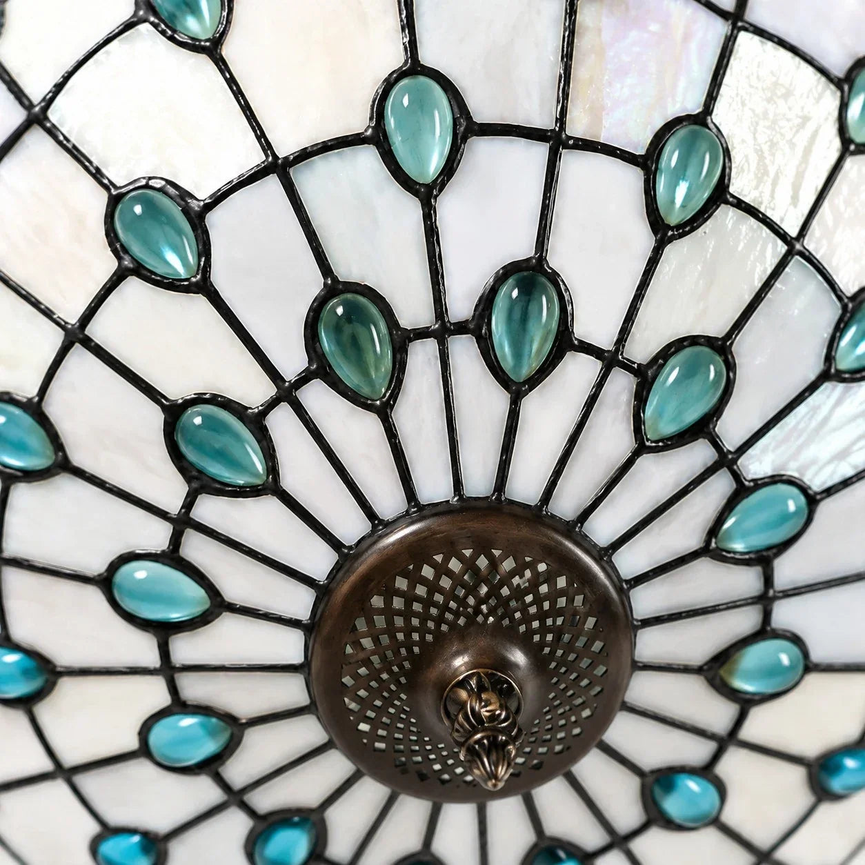Tiffany-Style Stained Glass Flush Mount Light | Souliia