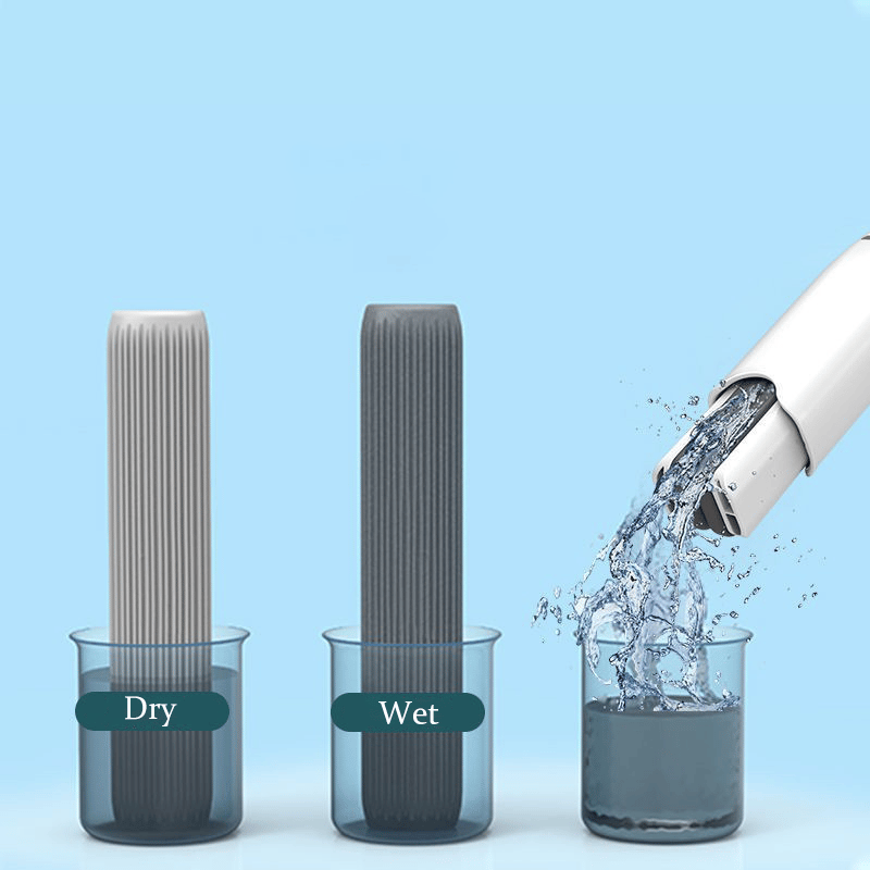 Mini-balai à franges avec mécanisme d’essorage par poussée et traction pour un nettoyage facile