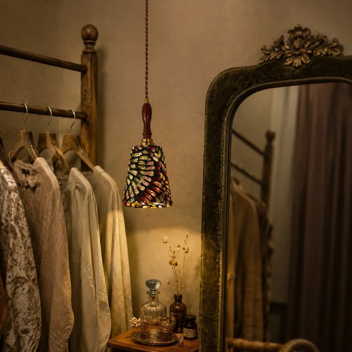 Patterned Fabric Fish-Line Pendant Light | Souliia