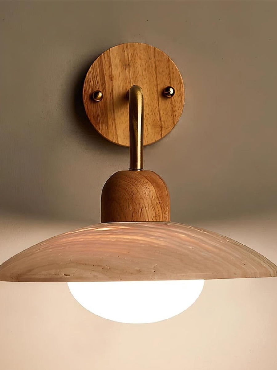 Travira Disc Travertine Wall Light - Modern Minimalist Sconce for Living Room | Souliia