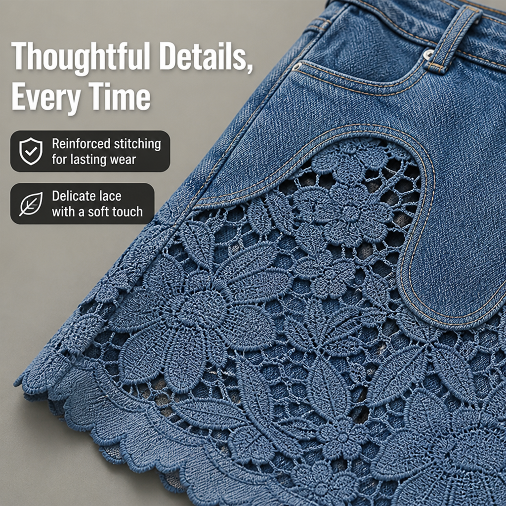 VelaLace Denim Skirt — Unleash Your Confidence with Comfort and Allure - Souliia