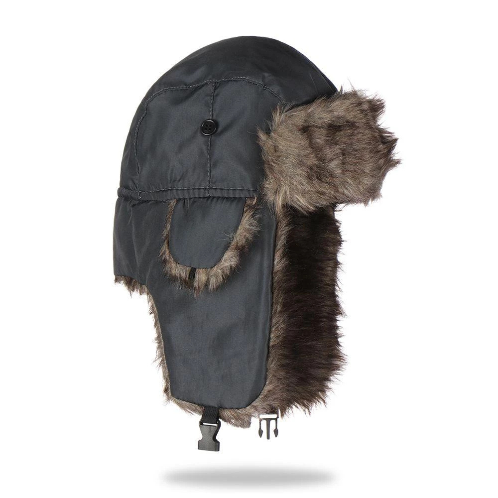 Cappello da sci aviator in ecopelliccia soffice — Copertura invernale completa con paraorecchie