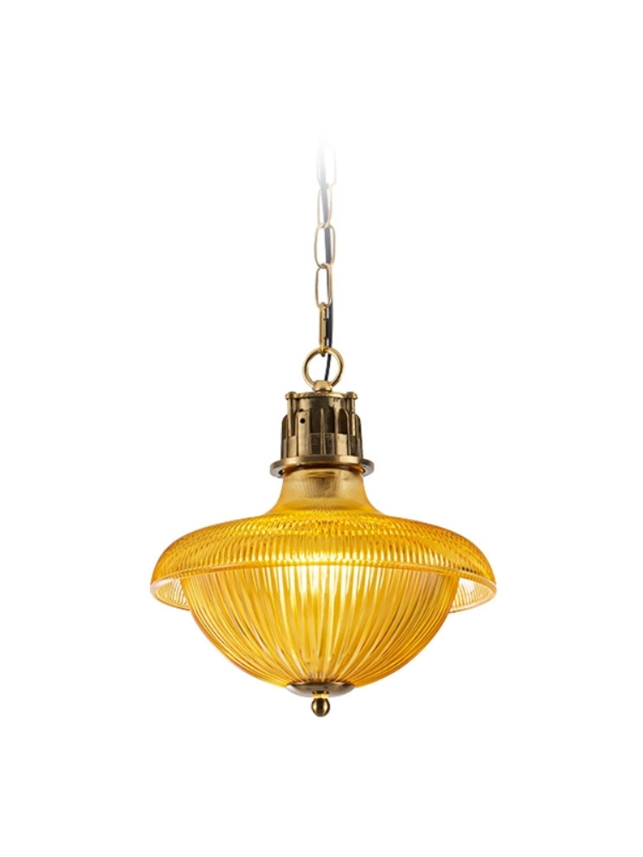Ribbed Glass Pendant Light - Contemporary Brass and Glass Pendant for Kitchen and Living Room | Souliia