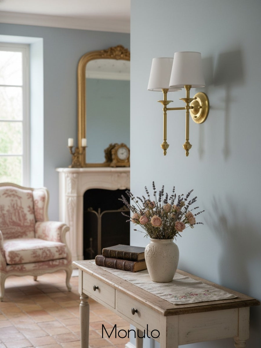 Rowan Fabric Shade Wall Sconce in Antique Copper - Vintage Luxury Light for Interiors | Souliia