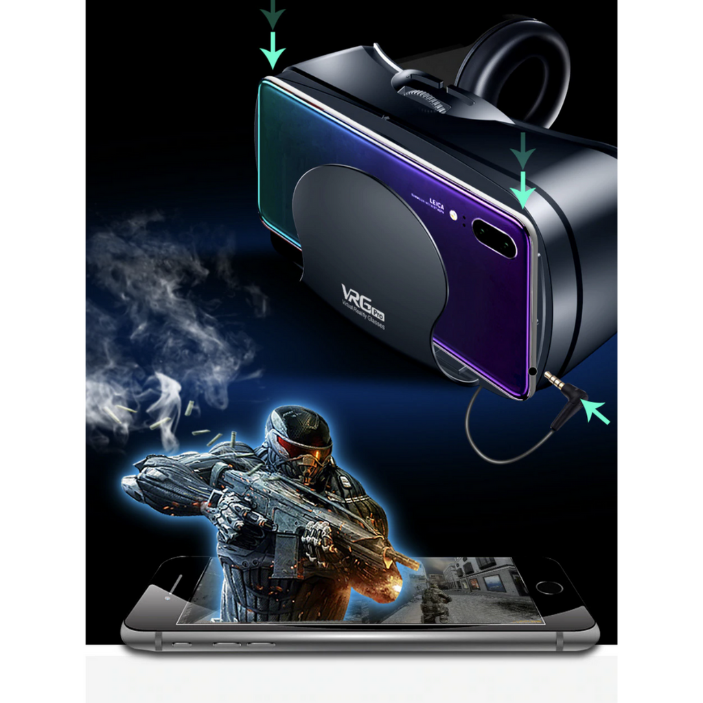 VR Headset with Built-in Headphones – Adjustable Lenses, Broad View & Universal Phone Support | Immersive 3D Experience for Smartphones - Souliia