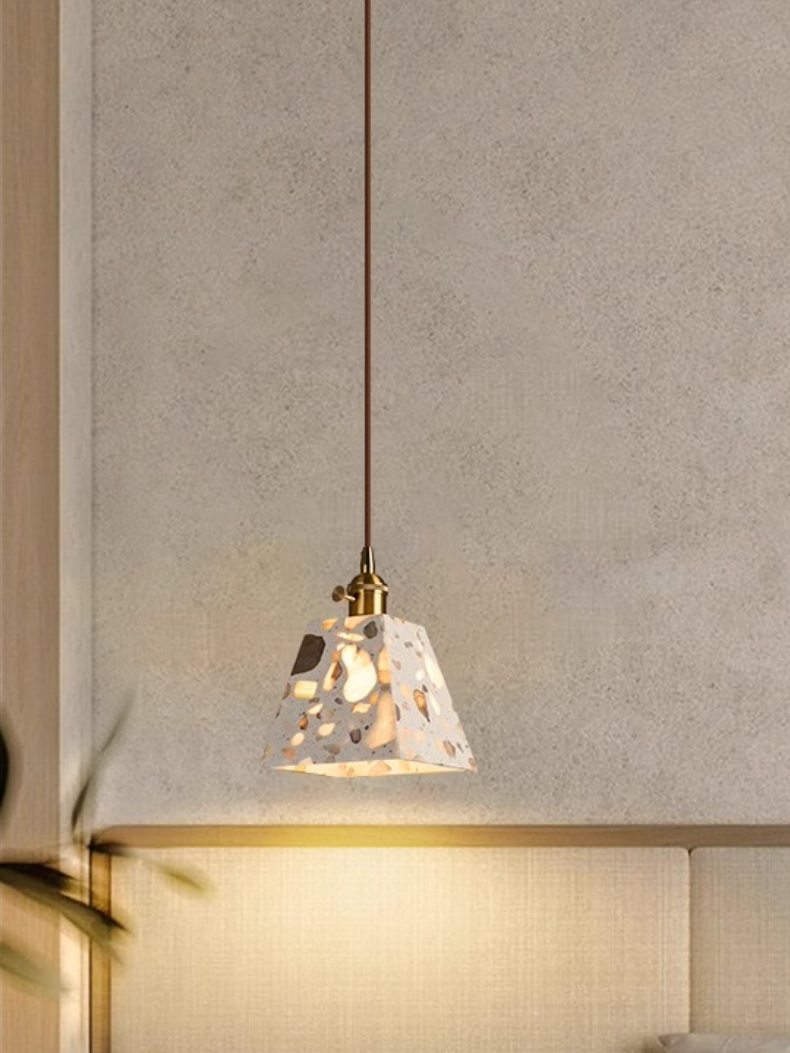Wabi-sabi Style Water-polished Translucent Stone Retro Pendant Lamp | Souliia