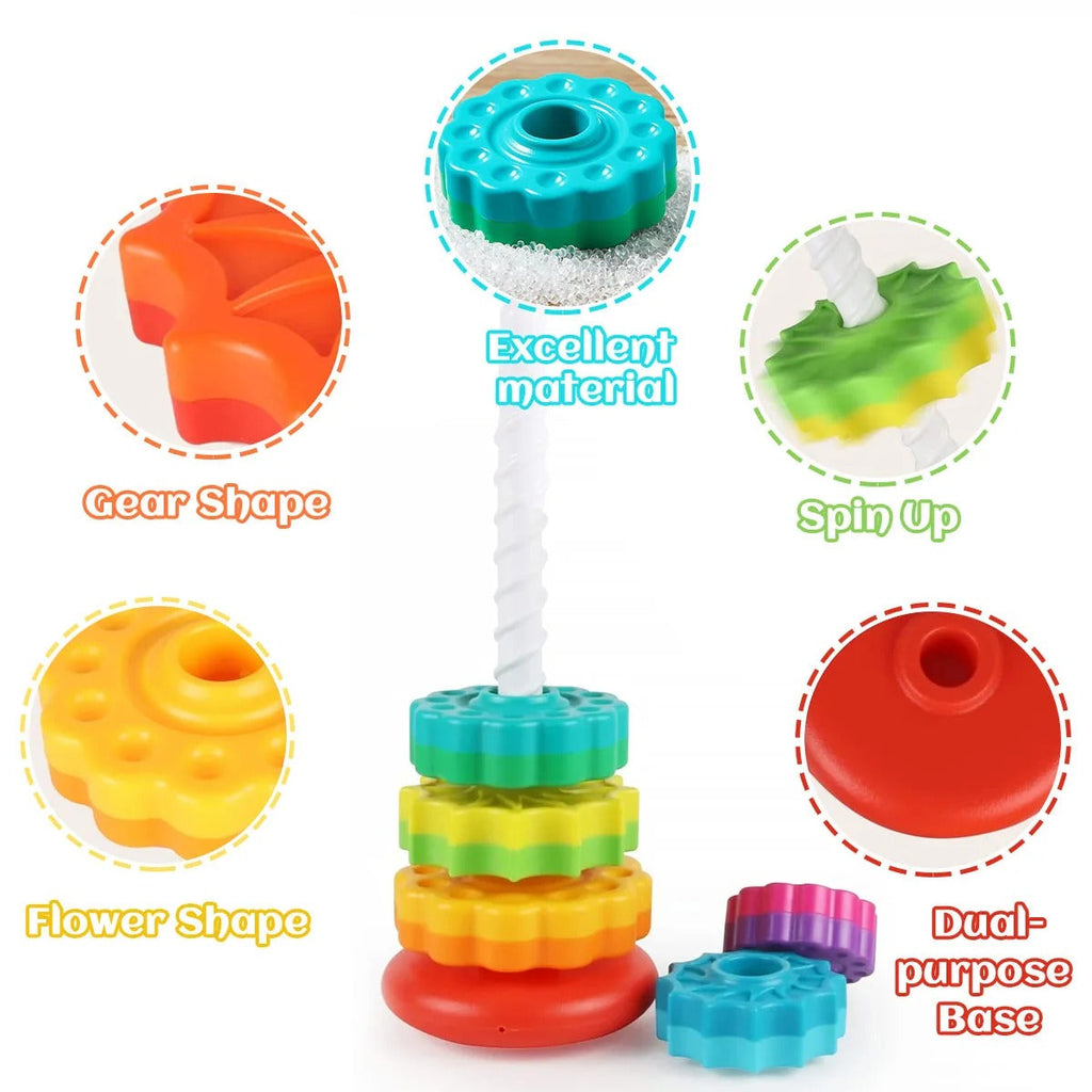 Jouet d’empilage de disques en spirale - Apprentissage des couleurs, des formes et des tailles
