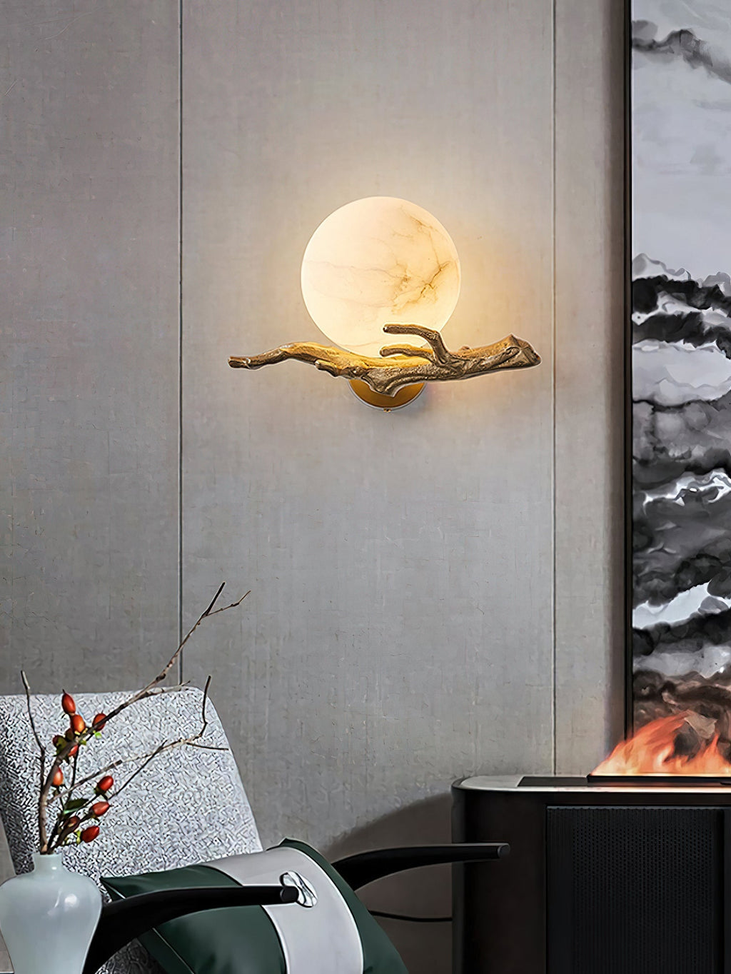 Retro Twigs Alabaster Wall Lamp | Souliia