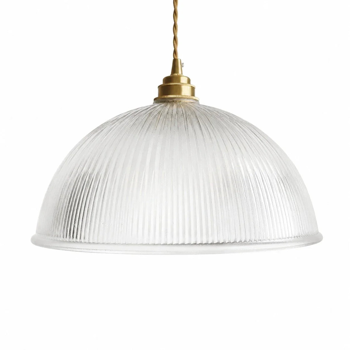 Vintage Ribbed Glass Pendant Light with Brass Accent | Souliia