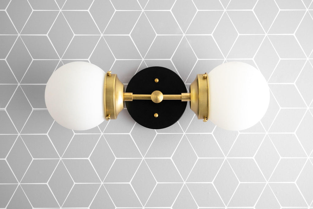 Lumio Globe moderne geometrische Wandleuchte – elegante Art-Deco-Waschtischleuchte für Gäste-WC oder Flur | Souliia