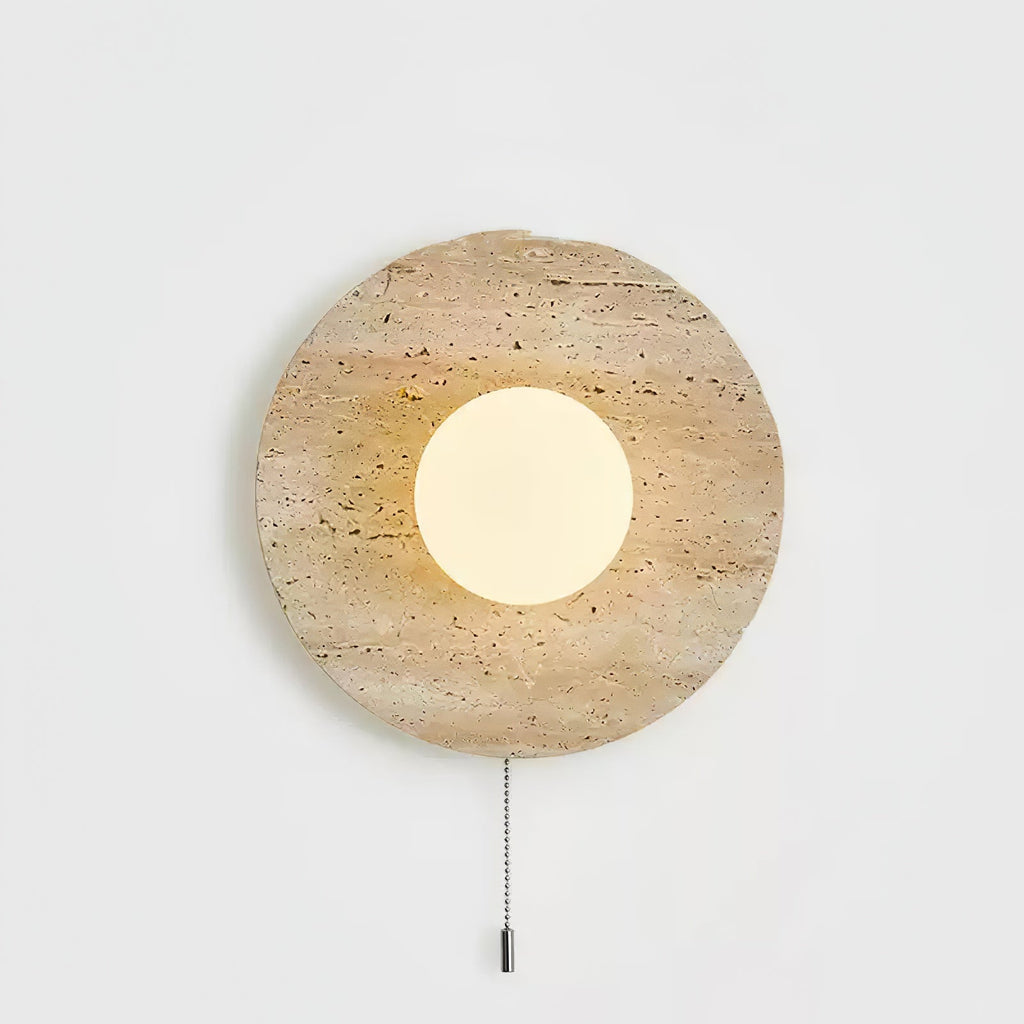 Retro Wabi Sabi Travertine Lunar Eclipse Wall Light M07 | Souliia