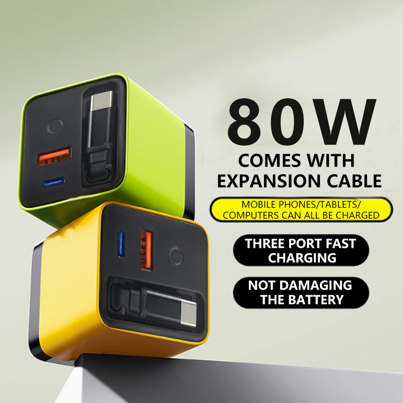 VoltPulse 80W Retractable Charger — Unleash Turbo Speed and Tangle-Free Power Wherever You Go - Souliia