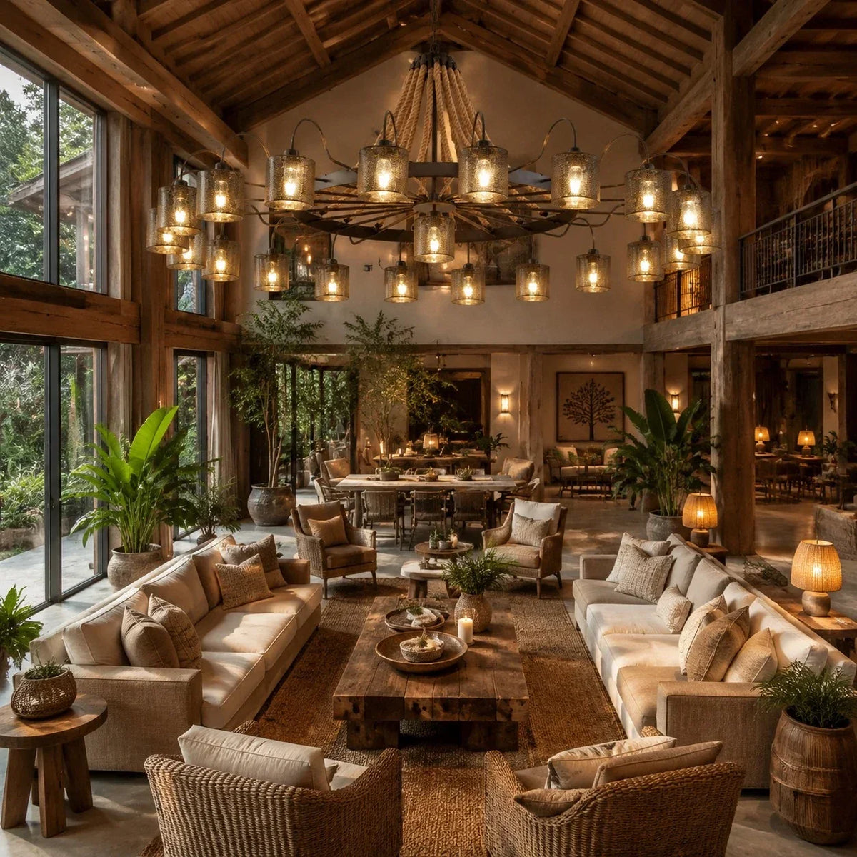 Rustic Farmhouse Rope Chandelier | Souliia