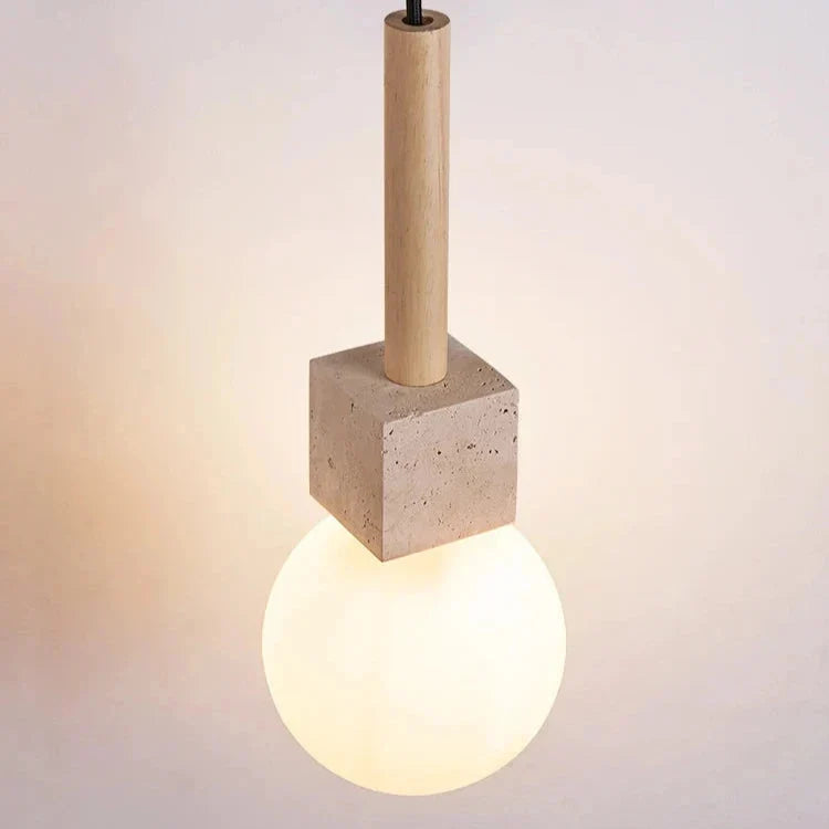 Lampada a sospensione moderna cubica in travertino | Souliia