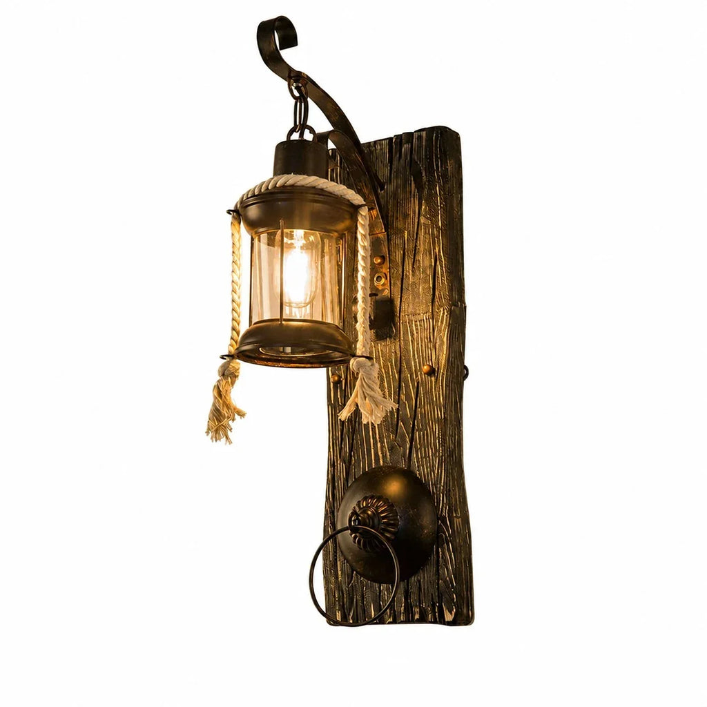 Rustic Ship Wood Industrial Wall Sconce Lamp | Souliia
