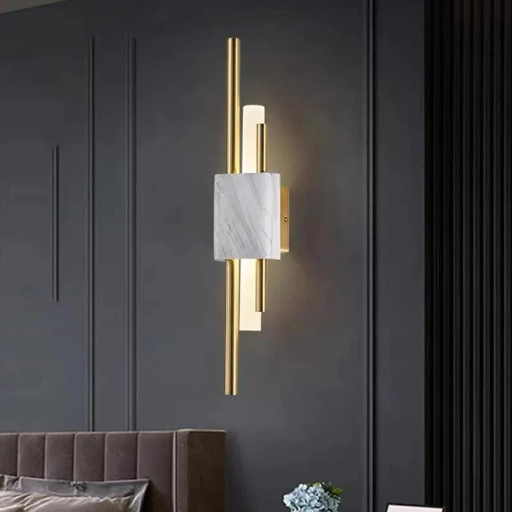 Refined Radiance Marble Accents Wall Light | Souliia